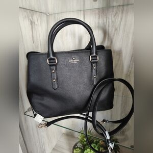 Kate Spade New York Larchmont Avenue Evangelie Satchel in black pebbled leather